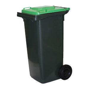 120 Litre Wheelie Bin, 2 Wheel Rubbish Bin with Green Lid