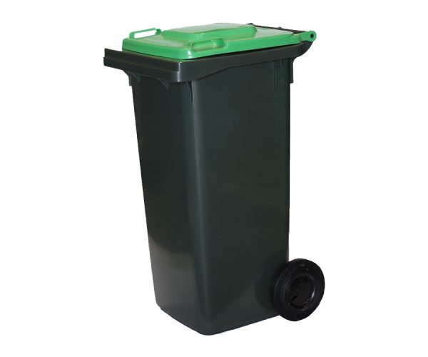 120 Litre Wheelie Bin, 2 Wheel Rubbish Bin with Green Lid