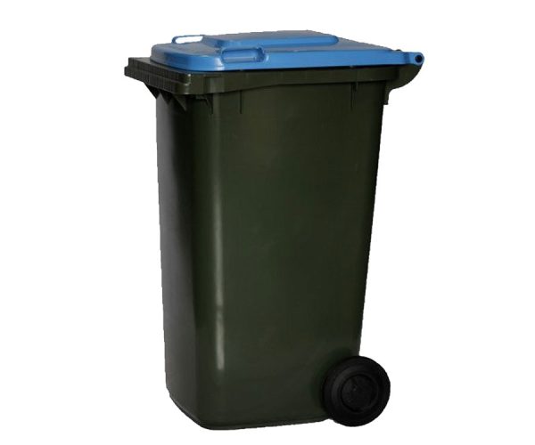 240 Litre Wheelie Bin, 2 Wheel Rubbish Bin with Blue Lid