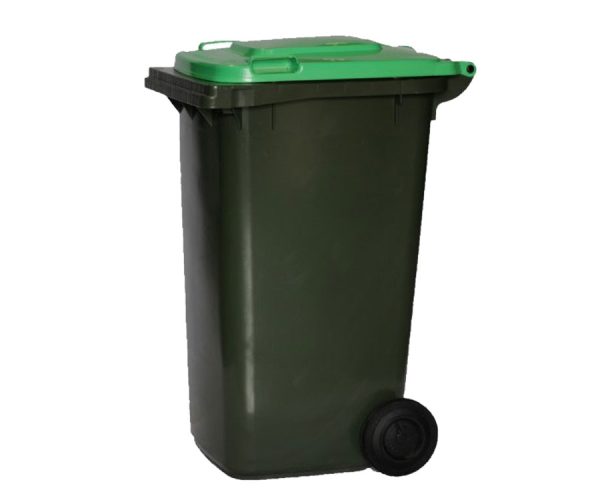 240 Litre Wheelie Bin, 2 Wheel Rubbish Bin with Green Lid