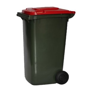 240 Litre Wheelie Bin, 2 Wheel Rubbish Bin with Red Lid