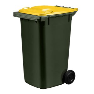 240 Litre Wheelie Bin, 2 Wheel Rubbish Bin with Yellow Lid