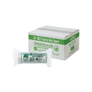 36L Natural EPI Degradable Kitchen Tidy Liner White Large Rubbish Bags