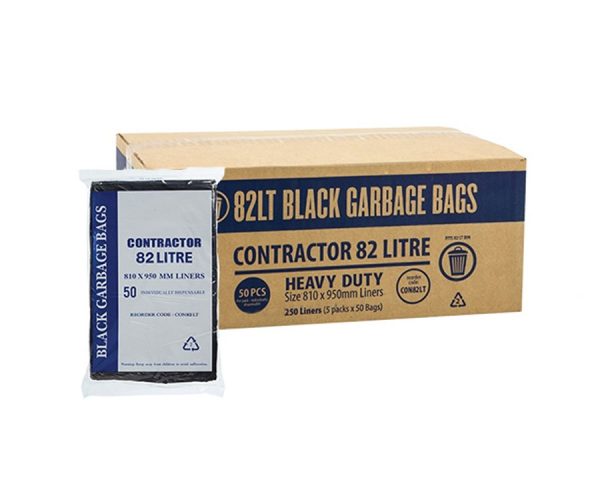 82L Contractor Black Garbage Bags HD Carton Qty 250