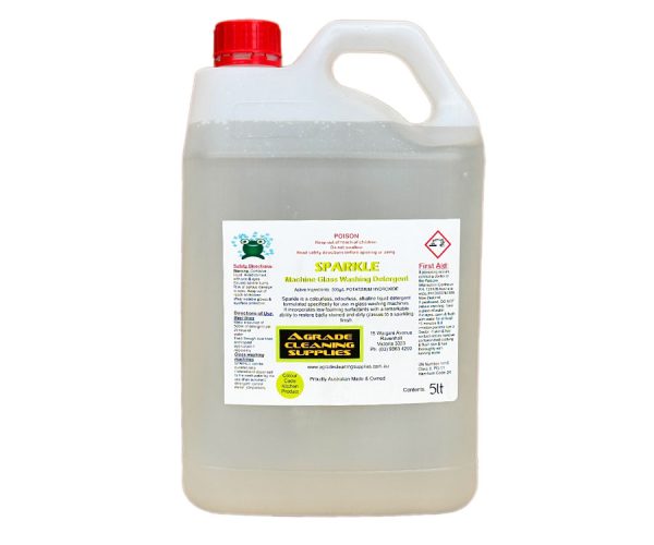 Agrade SPARKLE Machine Glass Washing Detergent 5Lt with POTASSIUM HYDROXIDE (SPA5)