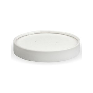 BioPak 250ml / 8oz (92mm) Paper BioBowl PLA White Lid 500pc Compostable Biodegradable Bowl Lid (BSCL-8PAPER)