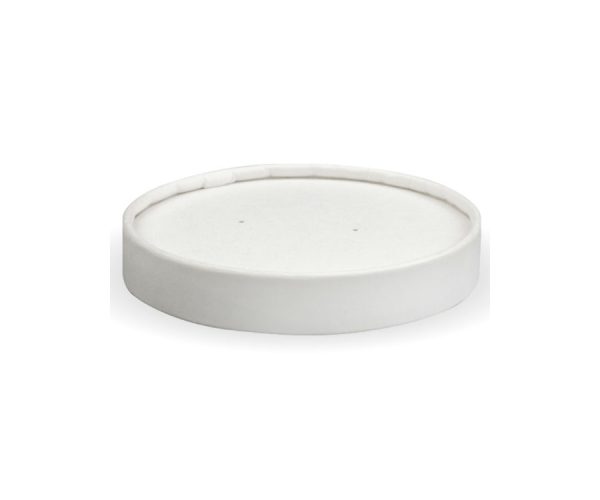 BioPak 250ml / 8oz (92mm) Paper BioBowl PLA White Lid 500pc Compostable Biodegradable Bowl Lid (BSCL-8PAPER)