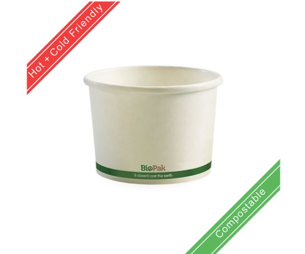 BioPak 250ml / 8oz White BioBowl Compostable Biodegradable Bowl x 1000pc (BSC-8)