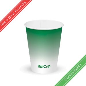 BioPak 280ml / 8oz (80mm) Green Cold Paper BioCup Compostable (BCC-8-G)