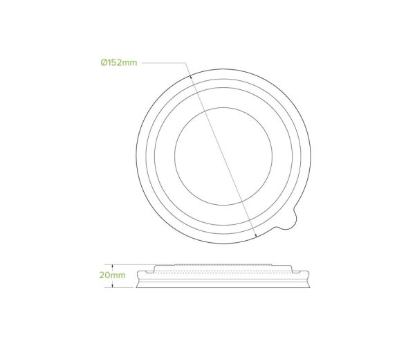 BioPak 500ml -1000ml PLA Kraft BioBowl Lid x 400pc (BB-BLL-148-PLA)