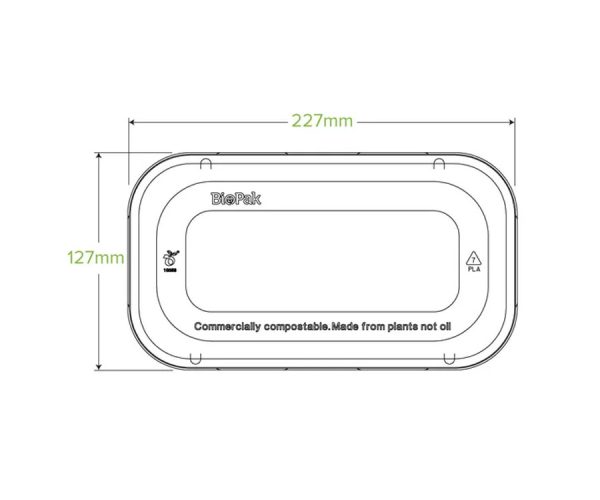 BioPak Biodegradable PLA TakeAway Lid for 1000ml Container x 500pc (B-LBL-PLA)