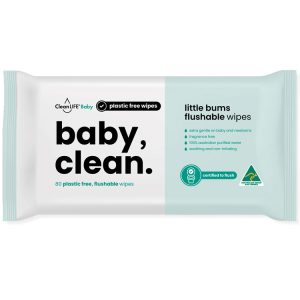 CleanLIFE Baby, Clean. Little Bums Flushable Wipes x 80pc (CLS00079)