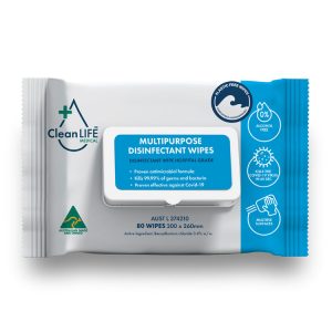 CleanLIFE Multipurpose Disinfectant Wipes Soft Pack 80 - Hospital Grade Kills COVID-19 (CLM00010)