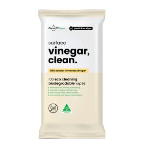 CleanLIFE Surface Vinegar Clean Wipes 100 ECO Cleaning Biodegradable Plastic Free Wipes CLS00105