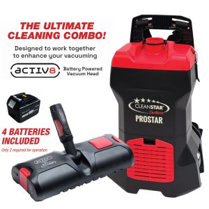 COMBO ACTIV8 PROSTAR 36V Cordless Backpack Vacuum Cleaner with 4 Lithium-ion Batteries