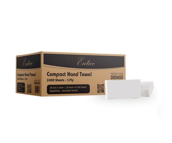 Entice Compact Hand Towel 150 Sheets x 16 Packs (000450)