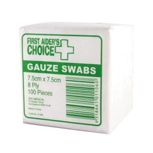 First Aiders Choice Non Sterile Gauze Square Swab 7.5x7.5cm 100pc (21395)