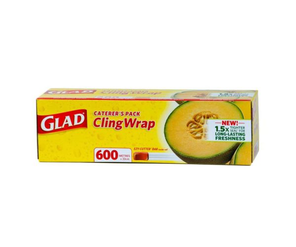 Glad Caterer's Cling Wrap - Plastic Food Wrap 600m x 33cm Roll (WC600/4N)