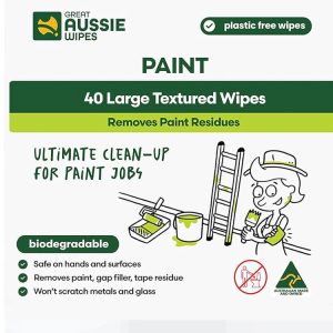 Great Aussie PAINT Wipes 40 Pack Large Size Textured Sustainable Wet Wipes Compostable and Plastic-Free Cleaning Wipes