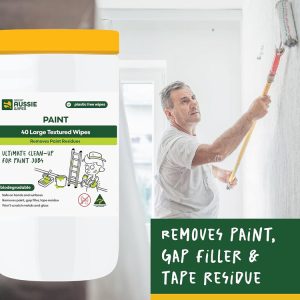 Great Aussie PAINT Wipes 40 Pack Large Size Textured Sustainable Wet Wipes Compostable and Plastic-Free Cleaning Wipes