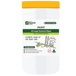 Great Aussie PAINT Wipes 40 Pack Large Size Textured Sustainable Wet Wipes Compostable and Plastic-Free Cleaning Wipes
