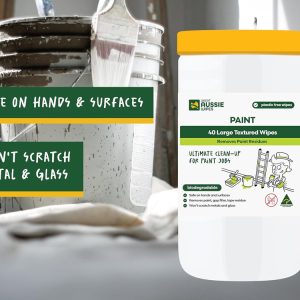 Great Aussie PAINT Wipes 40 Pack Large Size Textured Sustainable Wet Wipes Compostable and Plastic-Free Cleaning Wipes