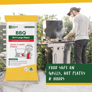 Great Aussie Wipes BBQ 30 Pack Large Size Textured Sustainable Wet Wipes Compostable and Plastic-Free Cleaning Wipes