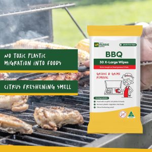 Great Aussie Wipes BBQ 30 Pack Large Size Textured Sustainable Wet Wipes Compostable and Plastic-Free Cleaning Wipes