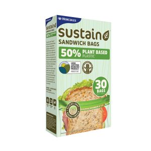 Hercules Sustain 50% Plant Based Zip Lock Resealable Sandwich Bags 30pc (SPBSW30)