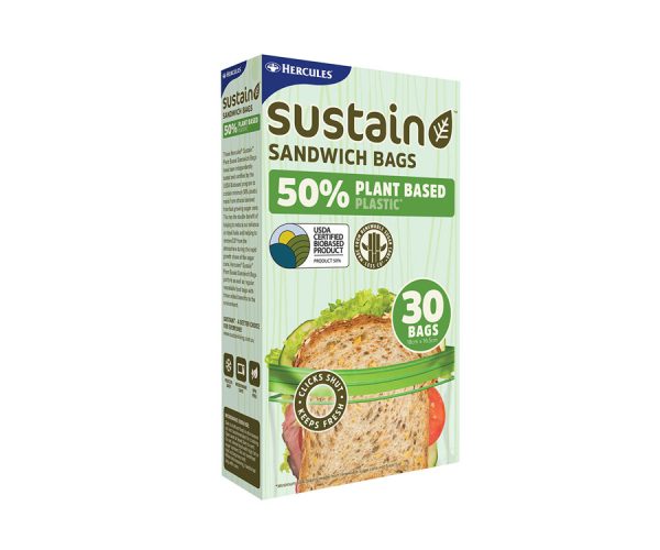 Hercules Sustain 50% Plant Based Zip Lock Resealable Sandwich Bags 30pc (SPBSW30)