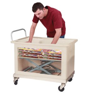 Laundry Linen Bin Crate Trolly 450 Litre - Durable Plastic Bin Dolly with Handle and Spring Deck