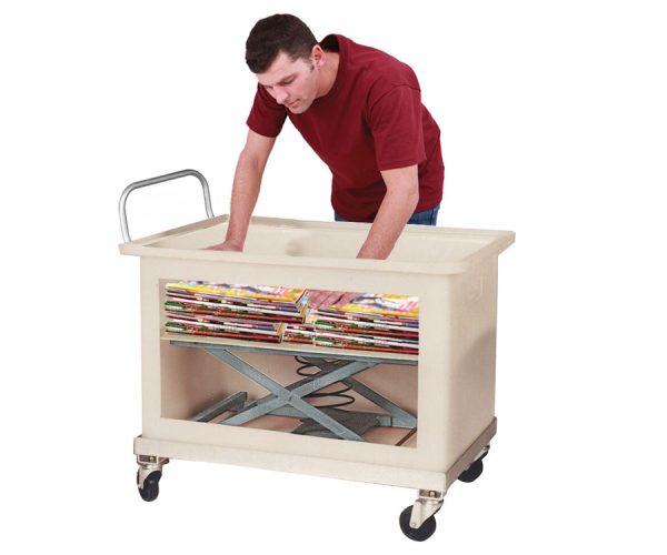 Laundry Linen Bin Crate Trolly 450 Litre - Durable Plastic Bin Dolly with Handle and Spring Deck