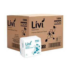 Livi Essentials Interleaved Toilet Tissue 2 Ply 250 Sheets - Qty 36 (1006)