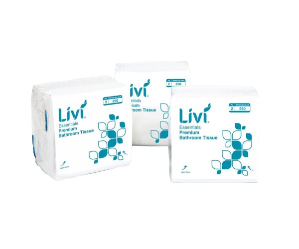 Livi Essentials Interleaved Toilet Tissue 2 Ply 250 Sheets - Qty 36 (1006)