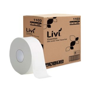 Livi Essentials Mini Jumbo Toilet Tissue 2 Ply 200m X 12 Rolls (1103)
