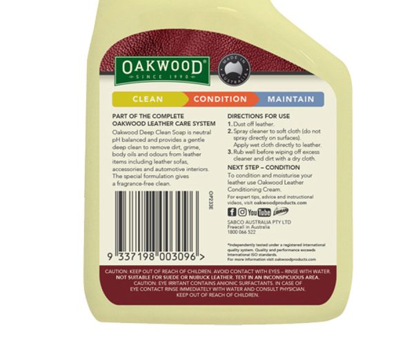 Oakwood 500ml Deep Clean Leather Cleaner Care Soap (OP233E)