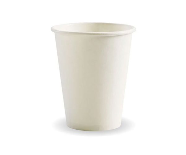 BioPak 280ml / 8oz (80mm) White Single Wall BioCup - Qty 1,000 (BC-8W)