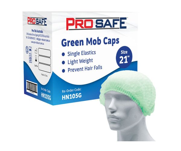 ProSafe Disposable Crimped Mob Cap Green 21" inch 1000ctn (HN105G)