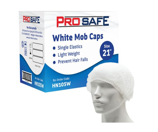 ProSafe Disposable Crimped Mob Cap White 21" inch 1000ctn (HN105W)