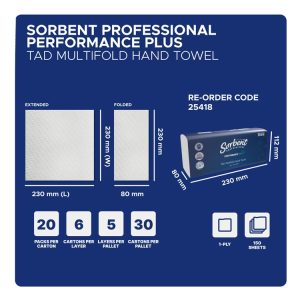 Sorbent Performance Plus Multifold TAD Hand Towel 1ply 150 sheets 25418