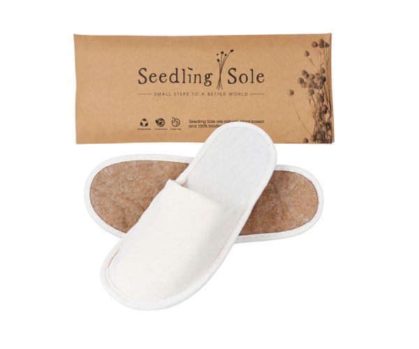 SWISSTRADE Seedling Sole Hotel Bio Slippers, Closed-Toe with Double-Flax Sole in Envelope CRT Qty x 100 (SSL-CTDF-ENV)