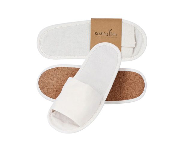 SWISSTRADE Seedling Sole Hotel Slippers, Open-Toe with Cork Sole in Wrapper CRT Qty x 100 (SSL-OTCS-WPR)