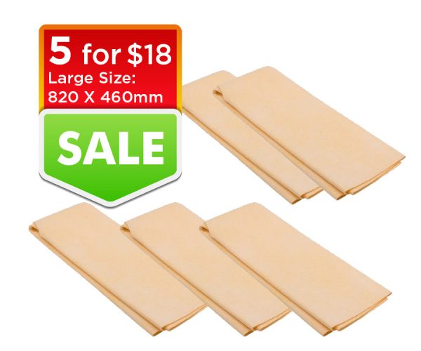 Synthetic Chamois Cloth Suitable Car, Glass Cleaning Super Soft Non-Scratch, 5 Pack 820mm 460mm OP065