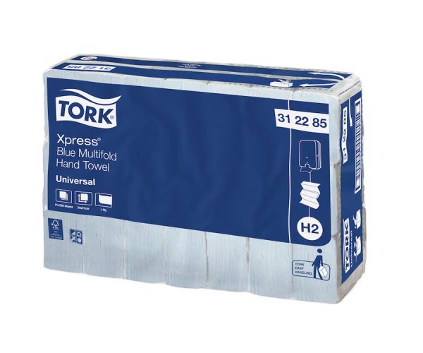 Tork H2 Xpress Hand Towel Slimline Multifold Universal, Blue, 21 packs 312285