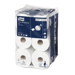 Tork Smartone Mini Toilet Roll 2-Ply Advanced T9 White - Carton 12 Rolls (472193)