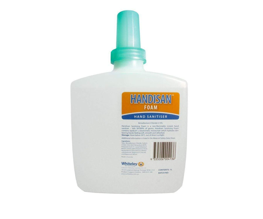 Whiteley Handison Foam Hand Sanitiser Alcohol Free 1 Litre Refill 080074