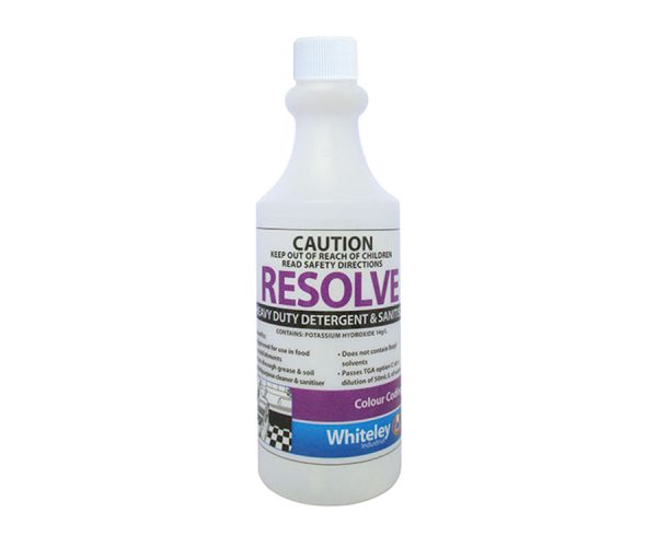 Whiteley Resolve Alkaline Detergent Heavy Duty 500ml empty bottle 610529
